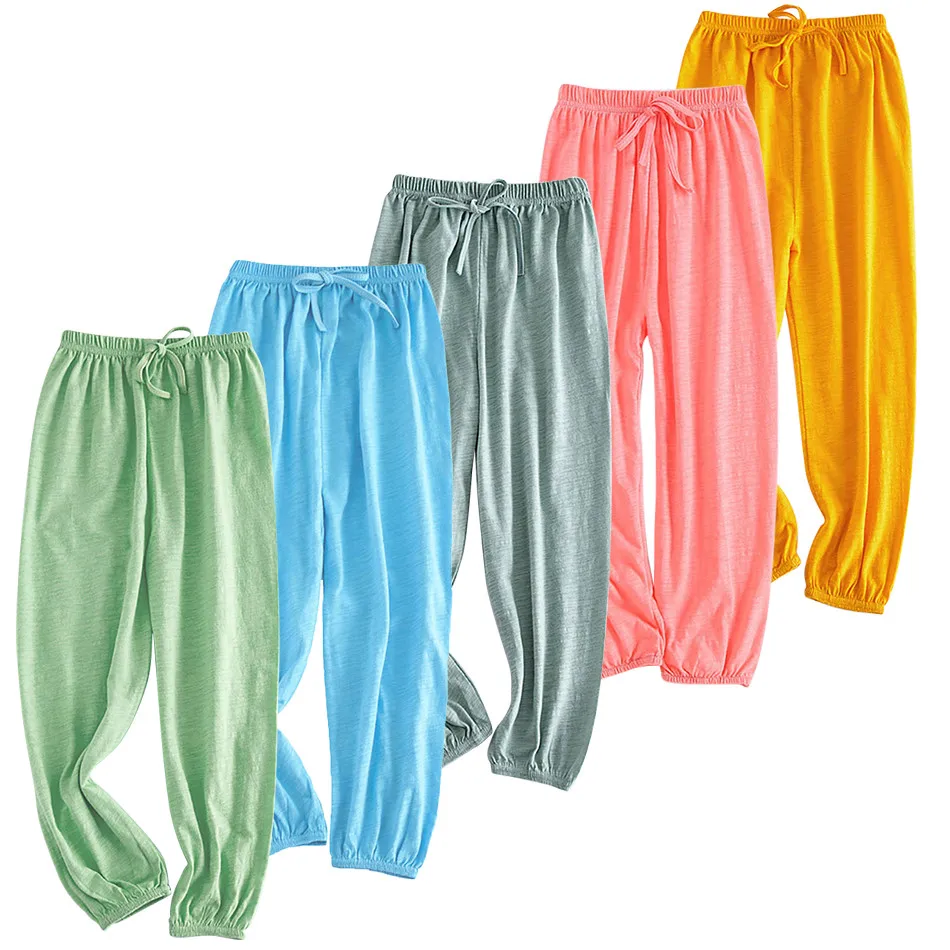 Summer Children's Mosquito Repellent Pants Boys and Girls Wide Pine Bamboo Knot Cotton Air-Conditioned Home Pajama Pants