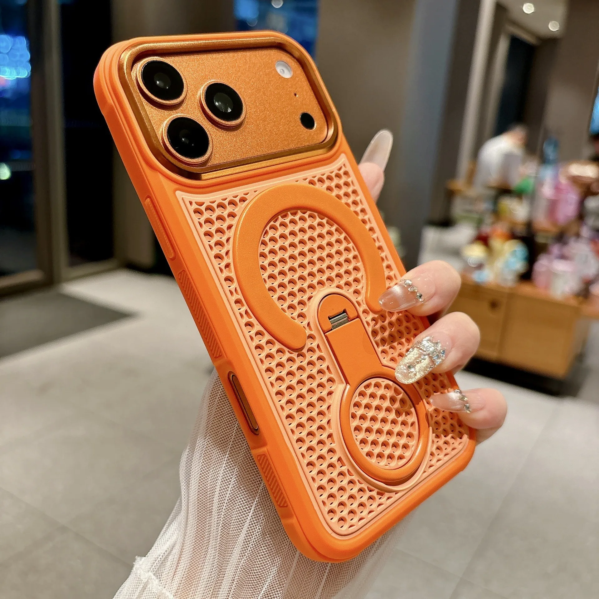 Unsichtbare Stützhalterung Kühlende Wärmeableitung Handyhülle für iPhone 17 16 15 14 13 12 18 Pro Max Atmungsaktive Magnetische Abdeckung