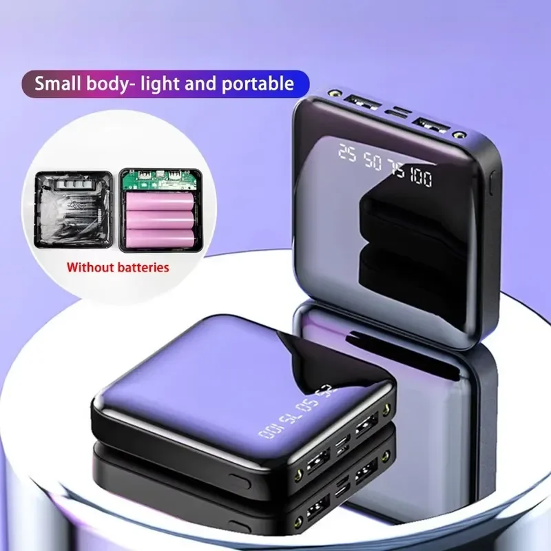 New 30000mAh Power Bank 4 in 1 Battery Case Shell with Micro USB Type C Flashlight for Charging Mobile Phones