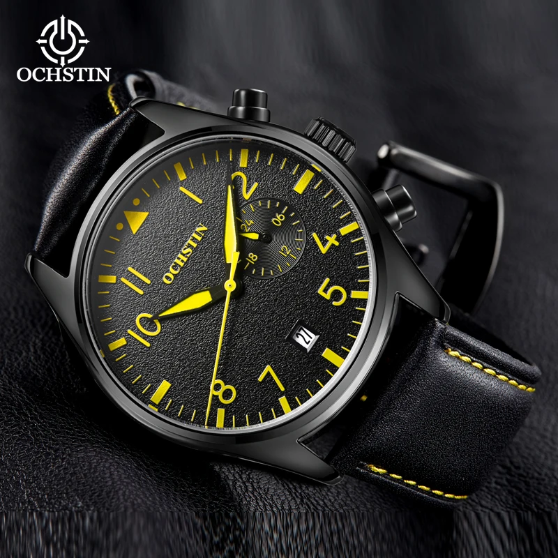 OCHSTIN New 2026 Business Light Luxury Pilot Series Men's Waterproof Watch Multifunction Quartz Movement Men's Quartz Watch