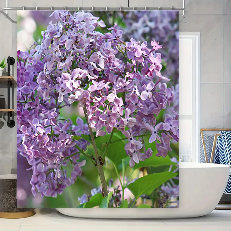 

Beautiful Lavender Flowers Shower Curtain High-Quality Decorative Home Textile for Bathroom Pink Purple Floral Print Perfect Gif