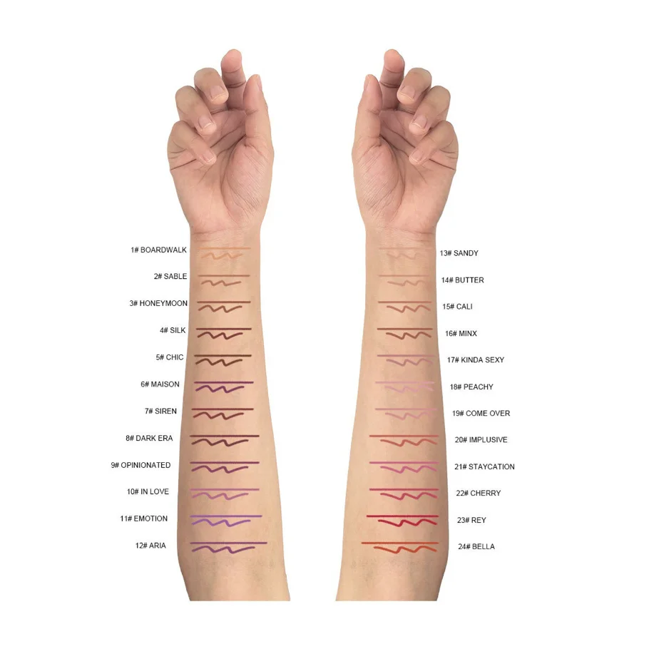 Trucco vegano Etichetta privata all'ingrosso Logo personalizzato Matita per labbra impermeabile con temperamatite Matita per labbra opaca a lunga tenuta