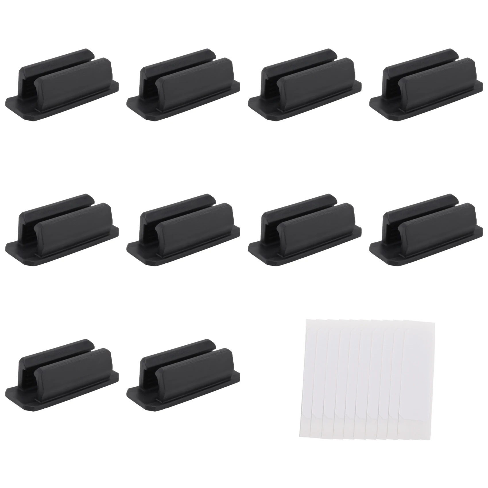 ADP-Pen Holder Set of 10 Adhesive Silicone Pen Holder for Desk and Other Surfaces with 10 Extra Paste Pads Black