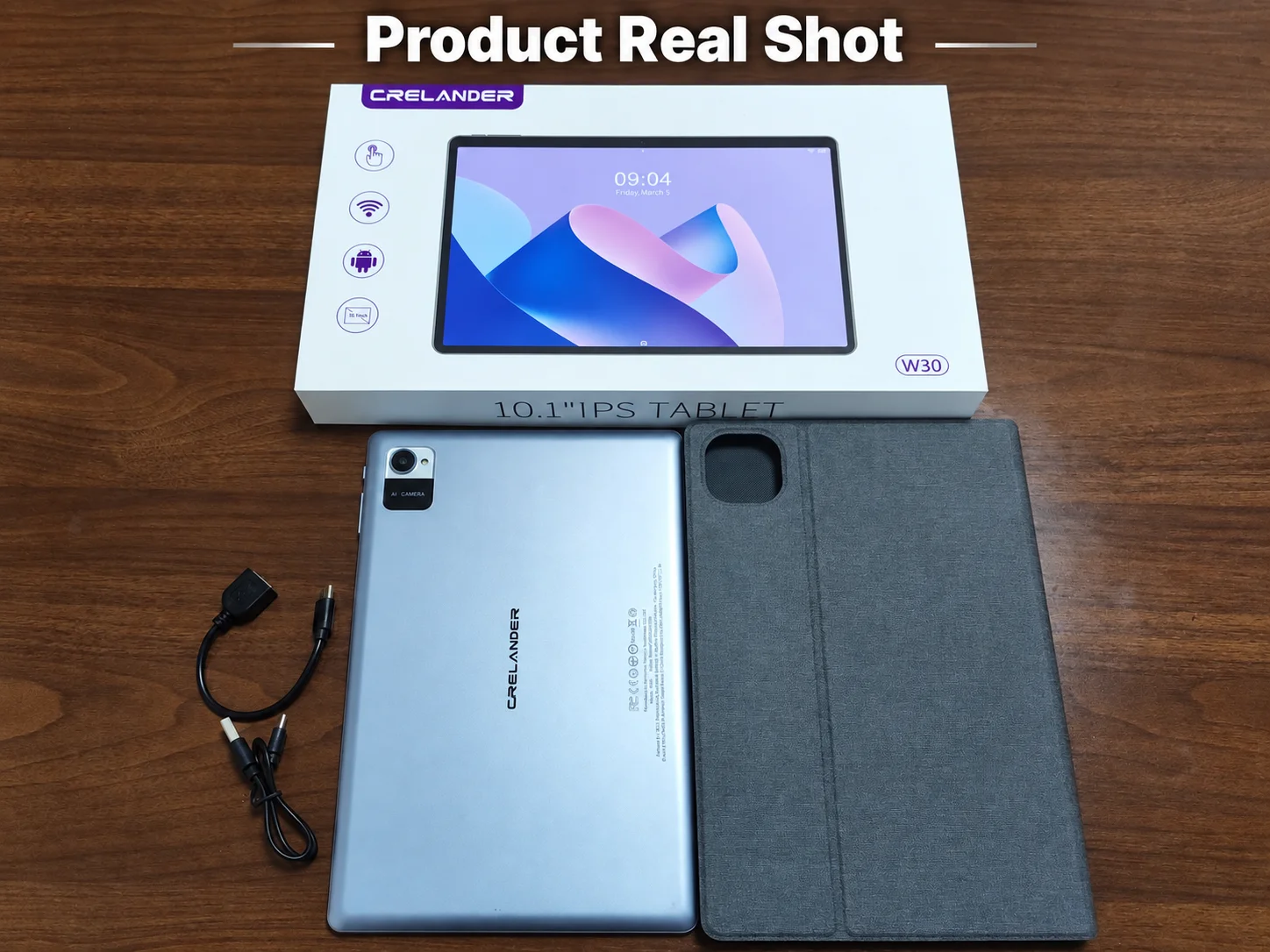 KOOMDIGI W30 Android 16 Tablet 10.1 Inch 12GB RAM (4GB+8GB Expand) 128GB ROM 1280x800 IPS HD Display 5000mAh 13MP Camera WiFi Tablet PC