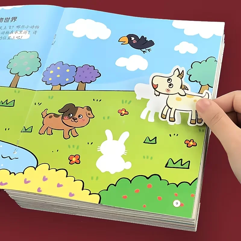 Concentration Sticker Activity Book Set (10 Pcs) - Toddler Focus Training Toys, Cute Cartoon Sticker Games for Preschool Kids