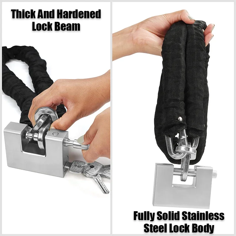 قفل مع مفتاح، أمان عالي 3 مفاتيح قفل عالي التحمل على شكل حرف D - حماية باب المرآب والحاويات والبوابة والمستودعات #4