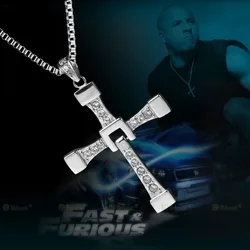 Movie Fast & Furious Dominic Toretto Necklace Adult Unisex Alloy Chain Choker Cross Pendant Jewelry Accessories