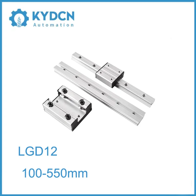 LGD12 External Dual-axis Linear Guide Rail and Linear Guide Block 100-550mm Double Axis Outer Roller Bearing Guide and Block Set