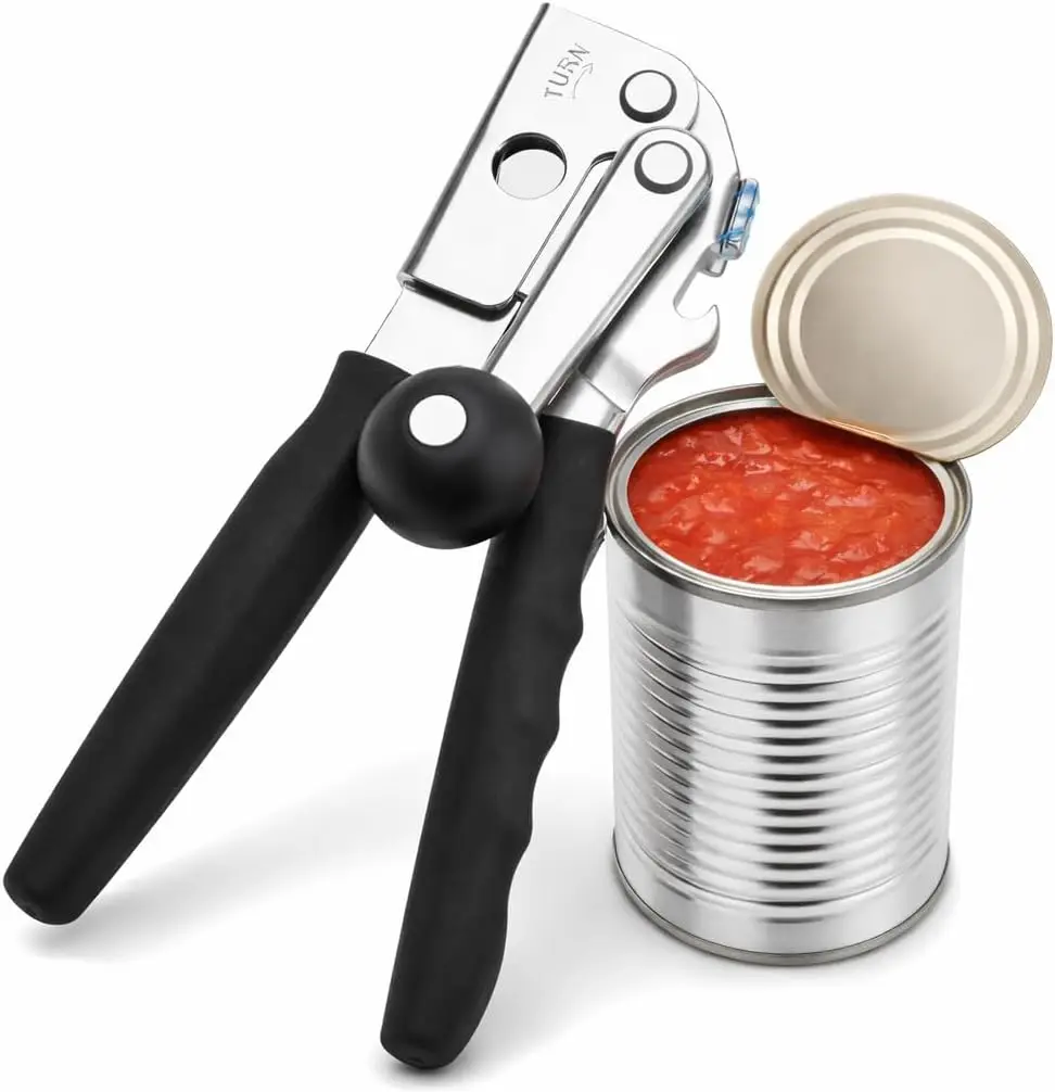 

Heavy Duty Manual Can Opener with Magnetic Lid Lifter - Safe Smooth Edge for Large Cans, Kitchen & Camping