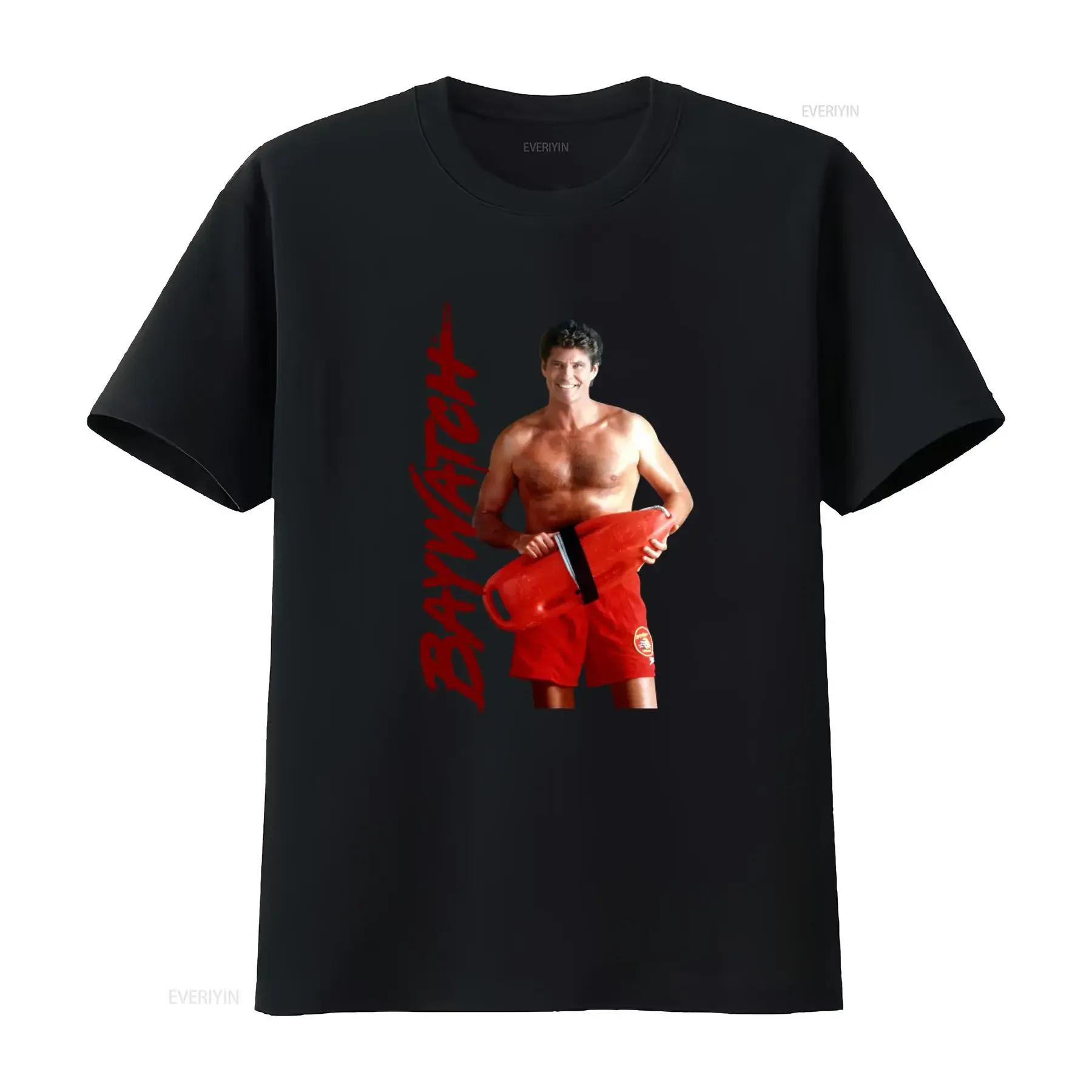 Camiseta de Mitch Buchanan de Baywatch, Diseño Clásico de Salvavidas para Amantes de la Playa, Estilo Vintage, Lavada, Ligeramente Elástica, Transpirable y Suave