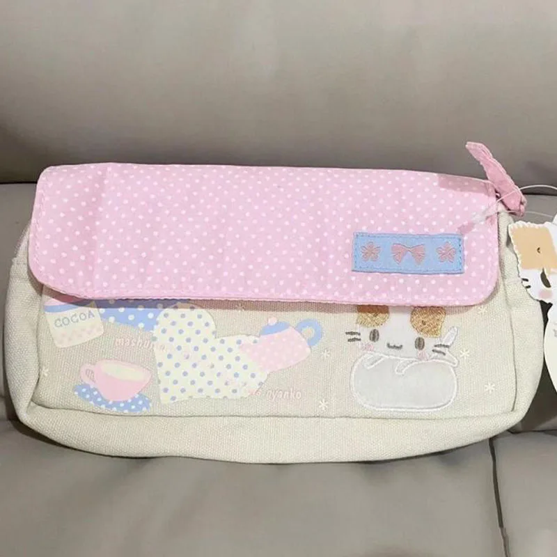 New Kawaii Cute Sanrio Mashumaro Pencil Case Student Stationery Miscellaneous Storage Bag Sweet Cartoon Printed Gift for Girls