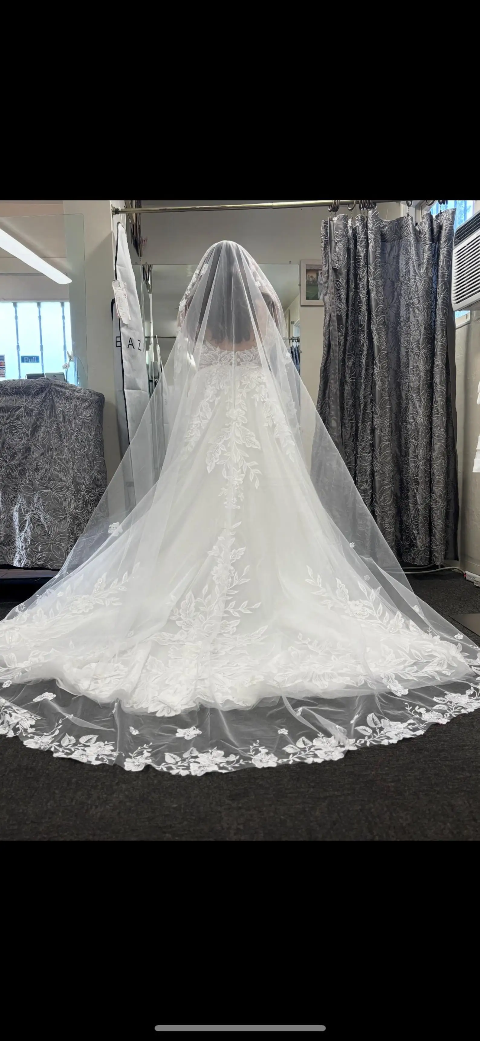 Mantilla Cathedral Full Lace Church Wedding Accessories Veil Floral Lace Edge Bridal Veil Scalloped Edge Handmade Custom Length