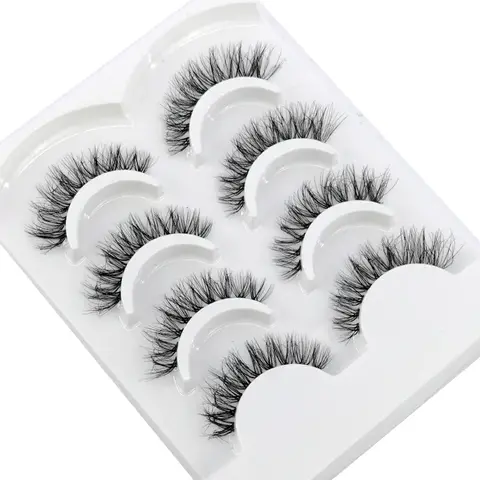 HBZGTLAD 4Pairs Mink Lashes Natural Long Invisible Thin Band Fake Lashes Transparent Terrier Soft Eyelashes Extension Beauty