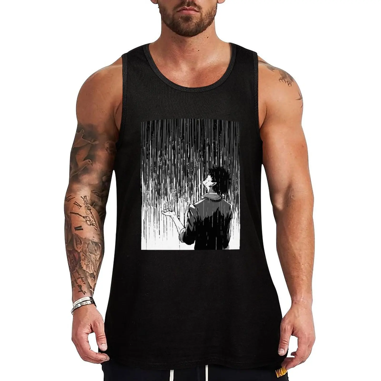 Rain Tank Top sleeveless jackets anime top Men gym sportswear