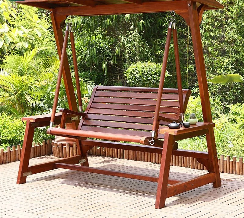 Outdoor preservative wood courtyard leisure balcony hammock swing