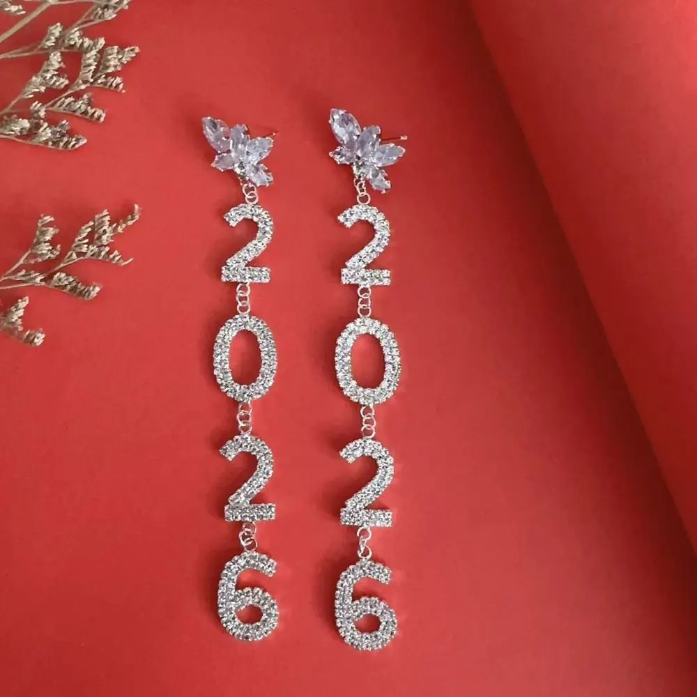 العصرية الجمالية 2026 وأقراط كريستال مجوهرات قطرة طويلة السنة الجديدة أقراط لامعة 2026 قلادة حجر الراين أقراط السنة الجديدة #3