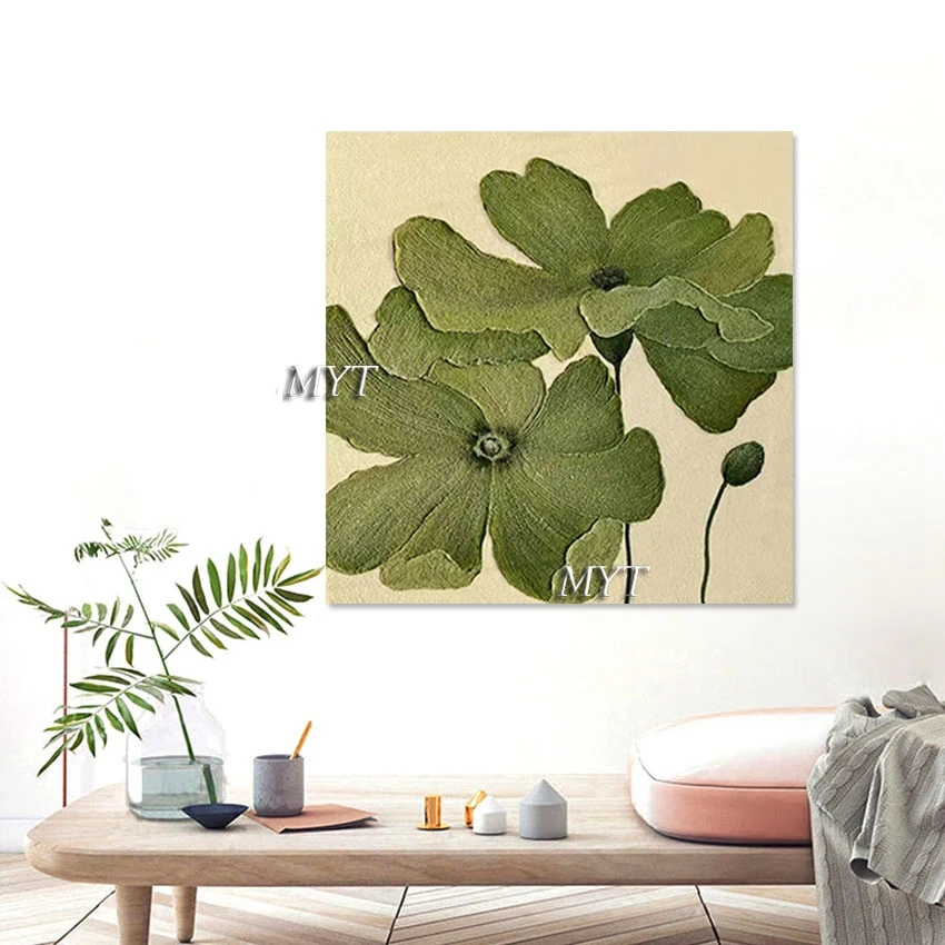 

Abstract Canvas Art Wall Drawing No Framed Green Plant Impressionist Still Life Painting Modern Living Room Decorative Pictures