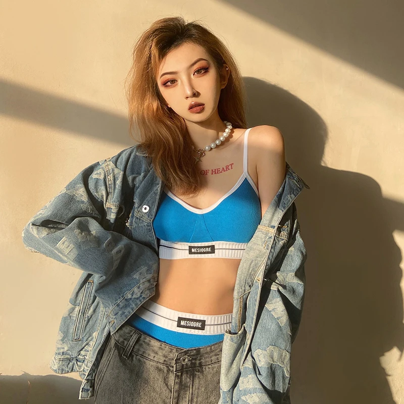 

SylCue Faionable Spor High-Waist Bikini Set Women's Beach Sexy Girl Summer Two-Piece Suit Cotton Material Sexy Sle