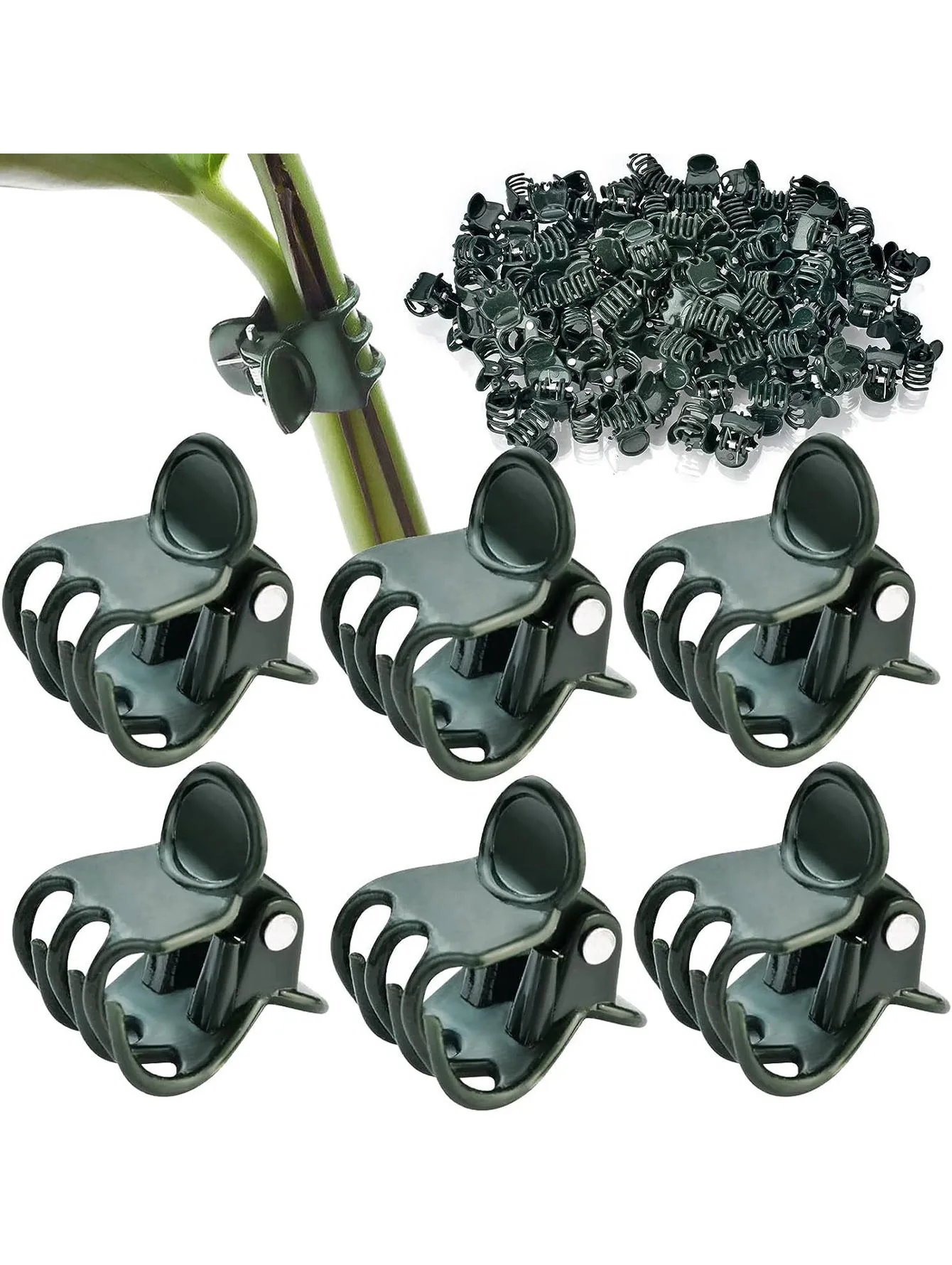 50/100pcs Reusable Plastic Plant Clips. Secure Orchid Stems and Climbing Vines for Garden Plant Support.