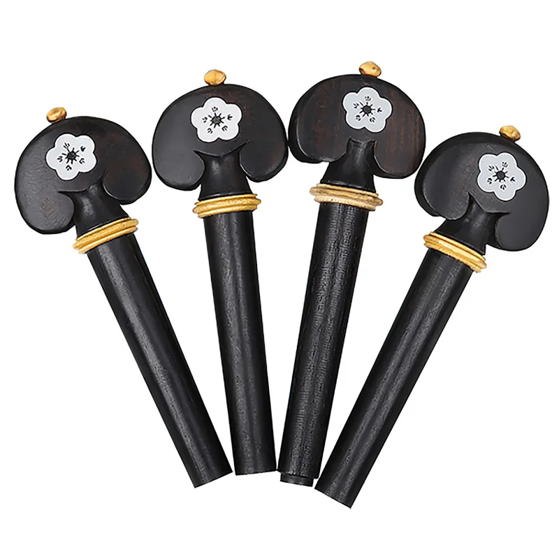 

4pcs Violin Tuning Pegs Carved Ebony Abalone Shell Violin Tuning Pegs Tuners Knobs Open Hole String Instrument Accessories