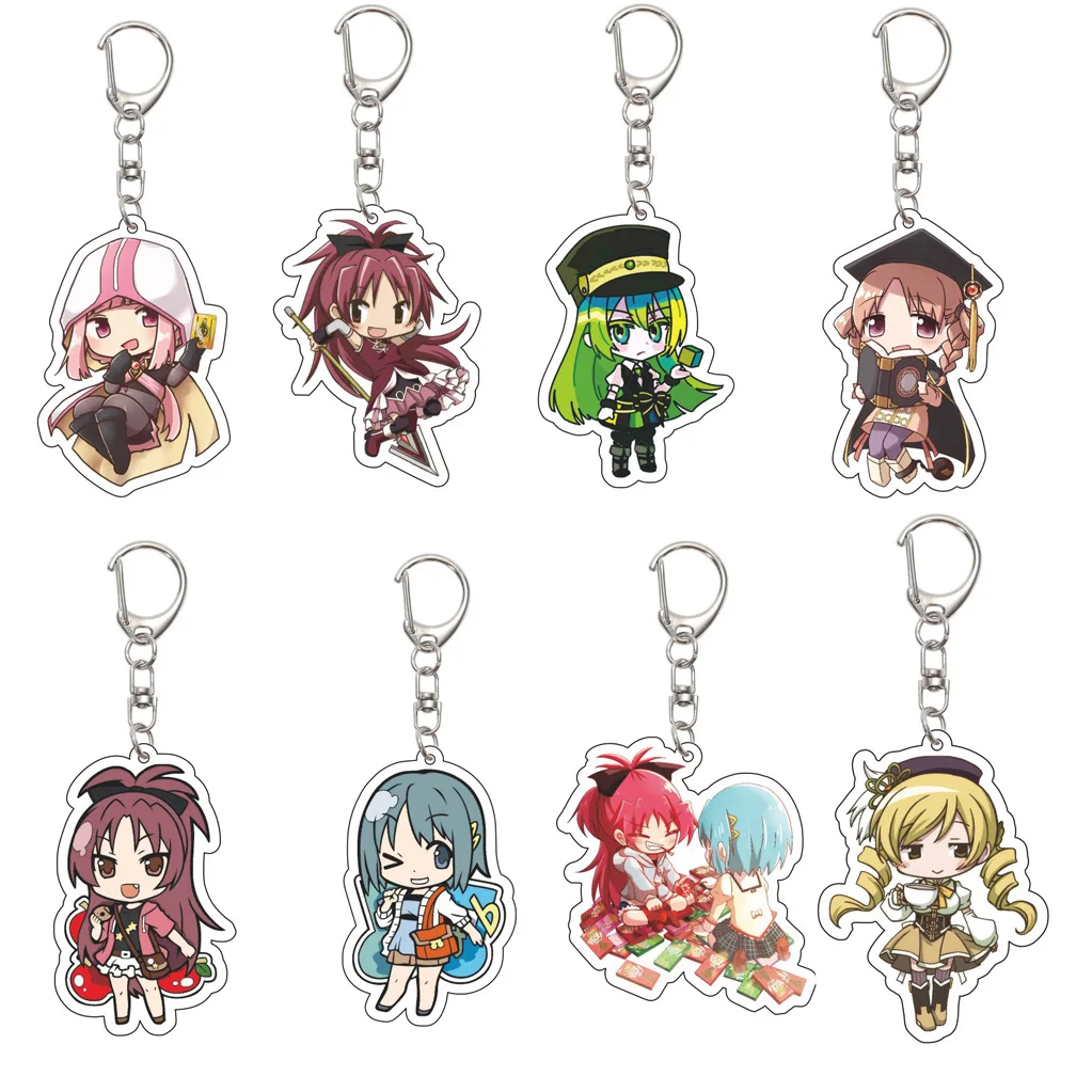 55MM Anime Puella Magi Madoka Magica‌ Keychain Miki Sayaka Tomoe Mami Kaname Madoka Akemi Homura Keychain Christmas Gifts
