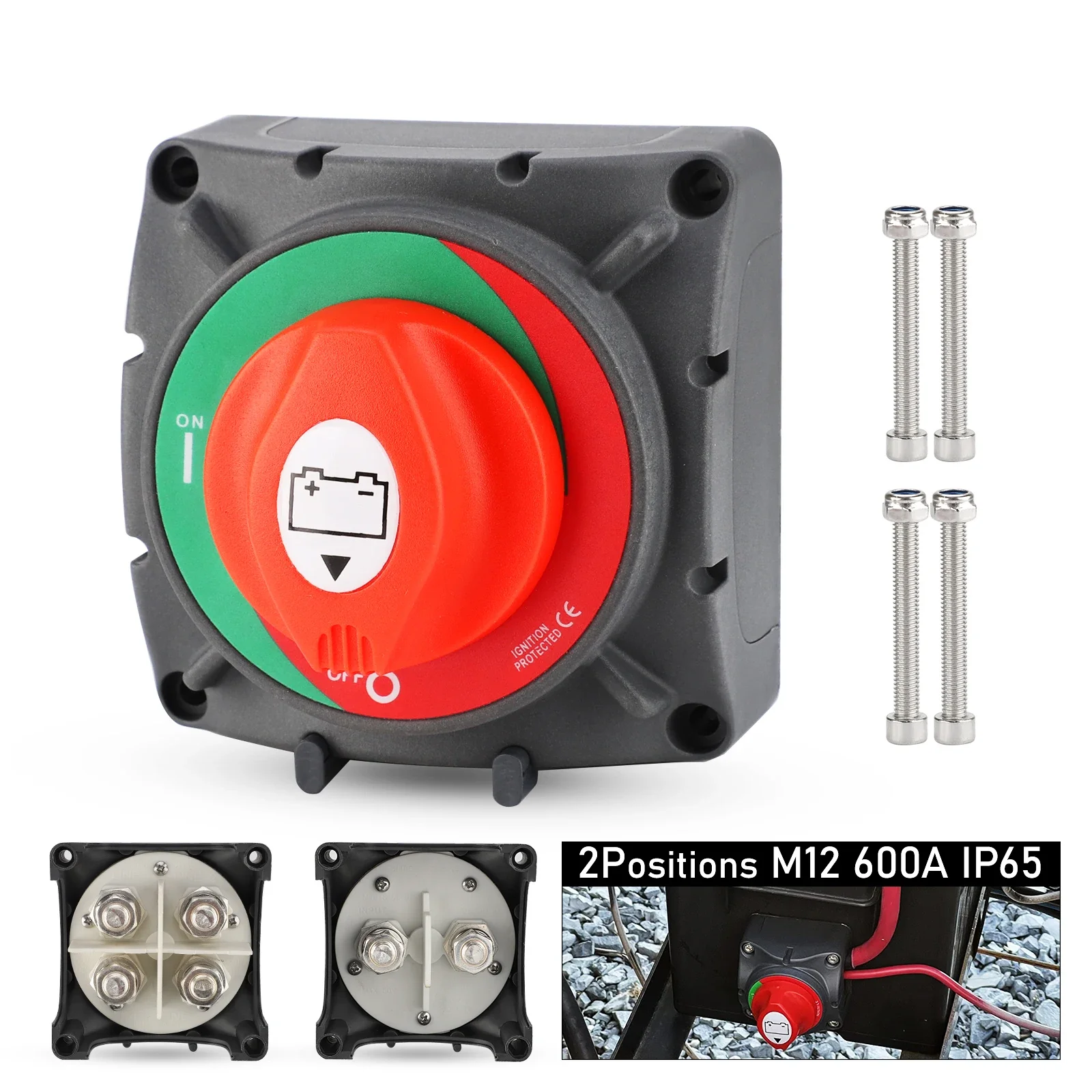 

2/4-позиционный сверхмощный аккумуляторный массовый переключатель с защитой от зажигания, морская лодка, изоляционные переключатели аккумулятора для кемпера, грузовика