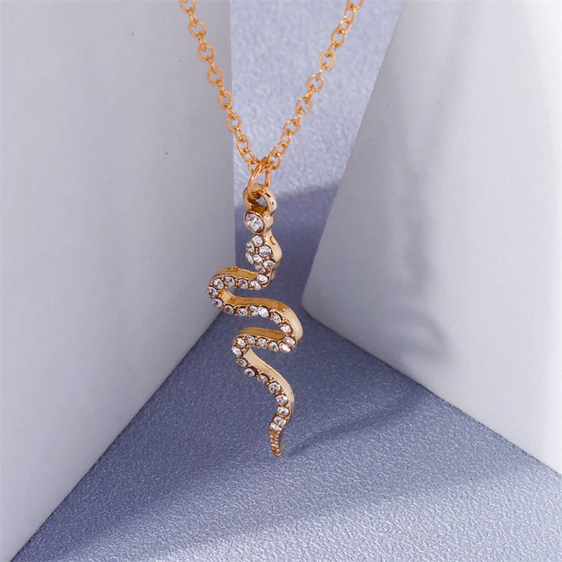 Aihua Elegent Punk Kristall Schlange Halskette Strass Tier Halskette Trendy Weiblich Männlich Geburtstag Party Designer Schmuck Geschenke – Detail 7