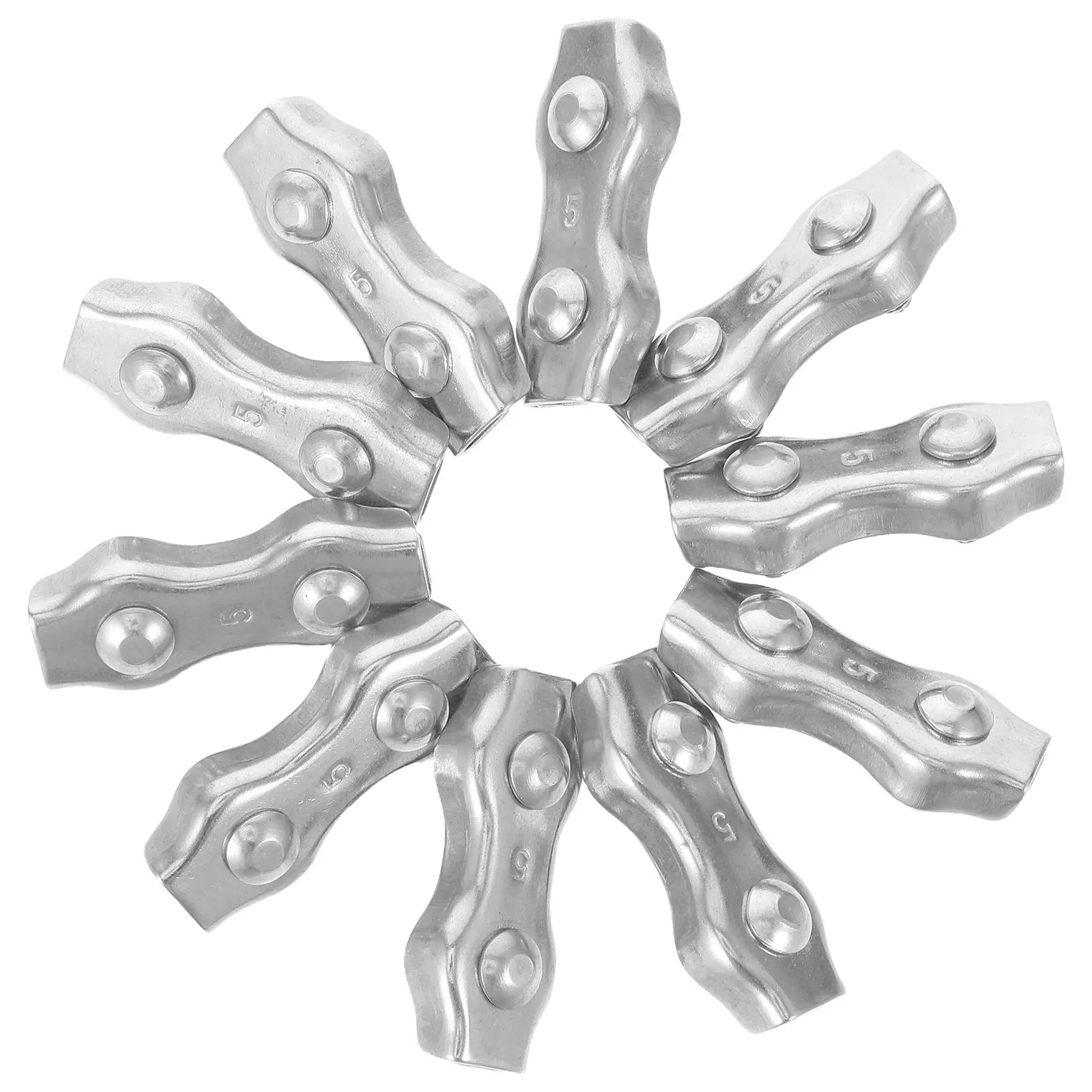 10 Buah Klip Kabel Konektor Pagar Listrik Penjepit Tali Kawat Baja Tahan Karat Ganda untuk Pagar Teralis Dupleks Pengikat Tali Logam