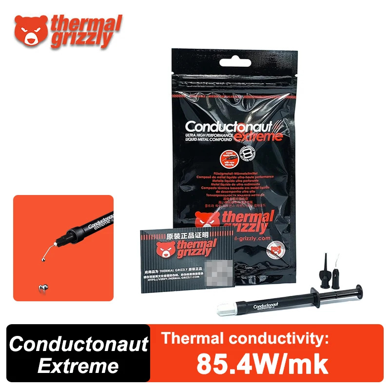 

Thermal Grizzly Conductonaut Extreme Термопаста Охладитель процессора/GPU Жидкая металлическая охлаждающая силиконовая смазка