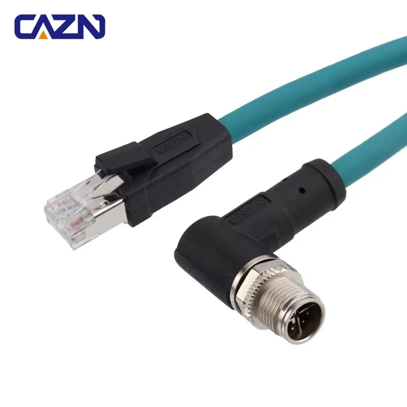 M12 Connector 8 Pin X Code Male Straight Angled to RJ45 Waterproof Ethernet PUR Connector Industrial Ethernet Cable