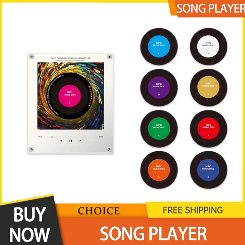 custom-nfc-sensing-song-player-with-9-empty-discs-night-light-automatic-singing-refrigerator-magnetic-rotary-disc-machine-gift