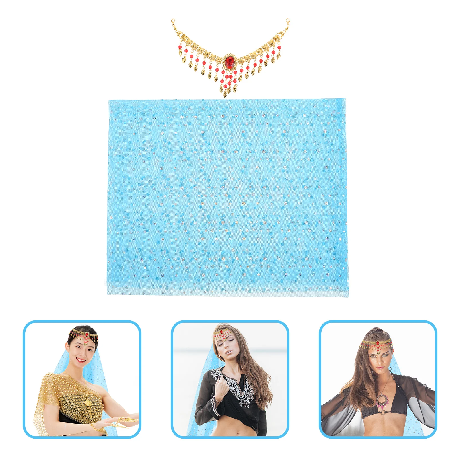 

1 комплект, платок для танцовщицы живота, обруч для волос, индийский танец, красочная вуаль в горошек, наряд для танцовщицы живота, праздничный костюм, шифоновый танцевальный костюм