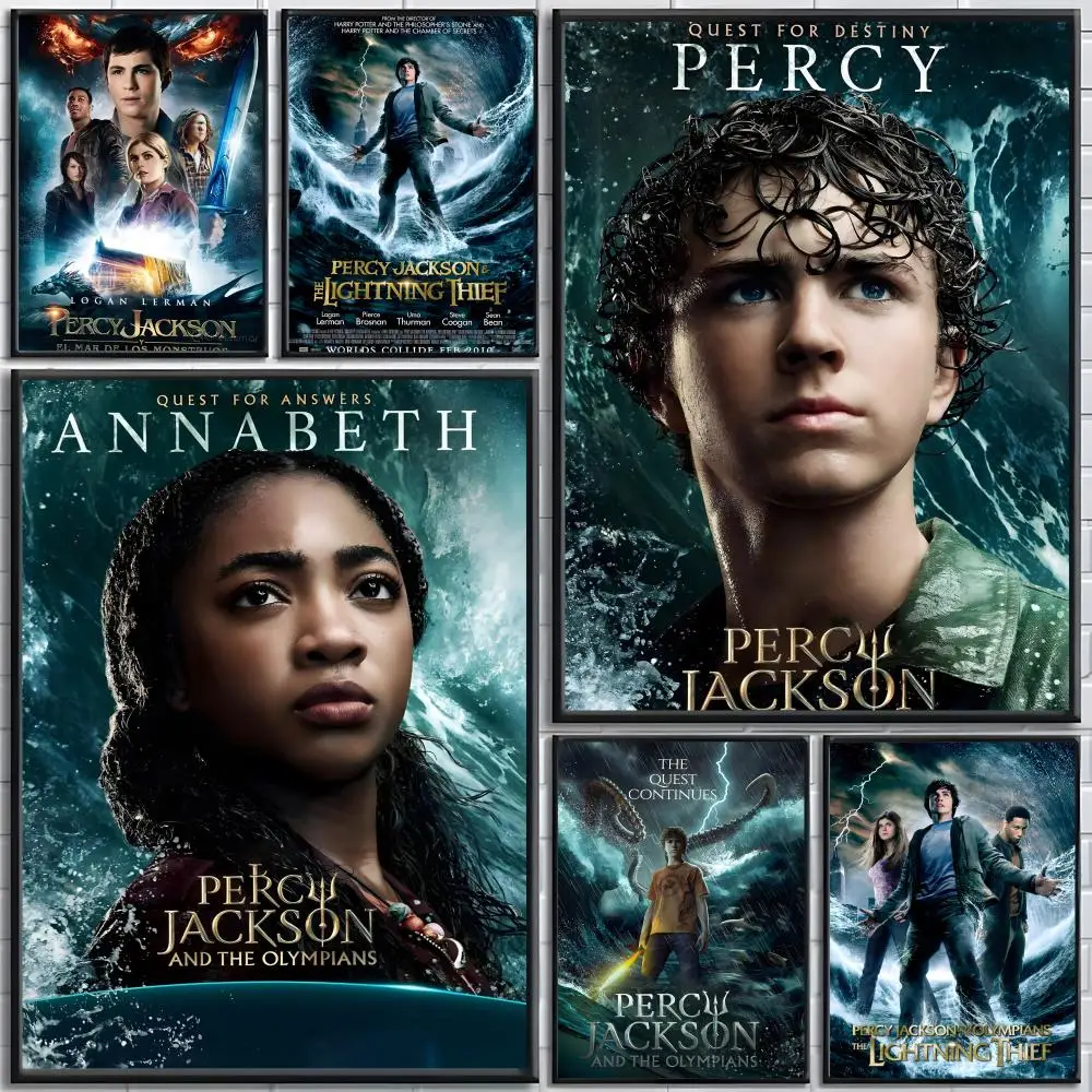 Film-Poster „Percy Jackson“, selbstklebendes Kunstposter, Dekoration, Gemälde, Wandkunst, weißes Kraftpapier, Heimdekoration