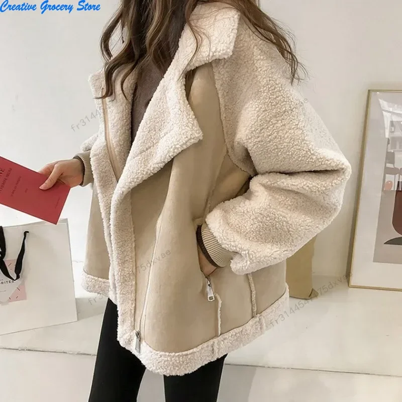 

Женская куртка из овечьей шерсти, осень-зима 2023, новый стиль, утепленная кожаная интегрированная миниатюрная мотоциклетная куртка с частицами