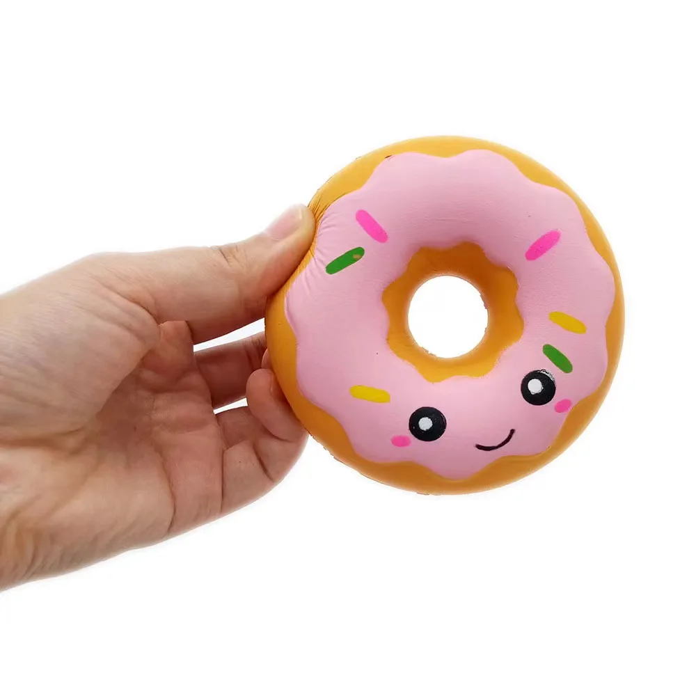 Cute Smiley Donut Squishy Slow Rising Simulation PU Bread Cake Scented Soft Squeeze Toy Stress Relief for Kid Fun Gift 10*10CM