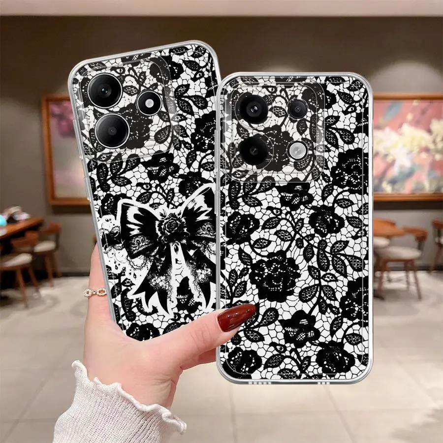 Funda Protectora Suave para Teléfono Xiaomi Poco X3 NFC X3 Pro, Encaje Negro
