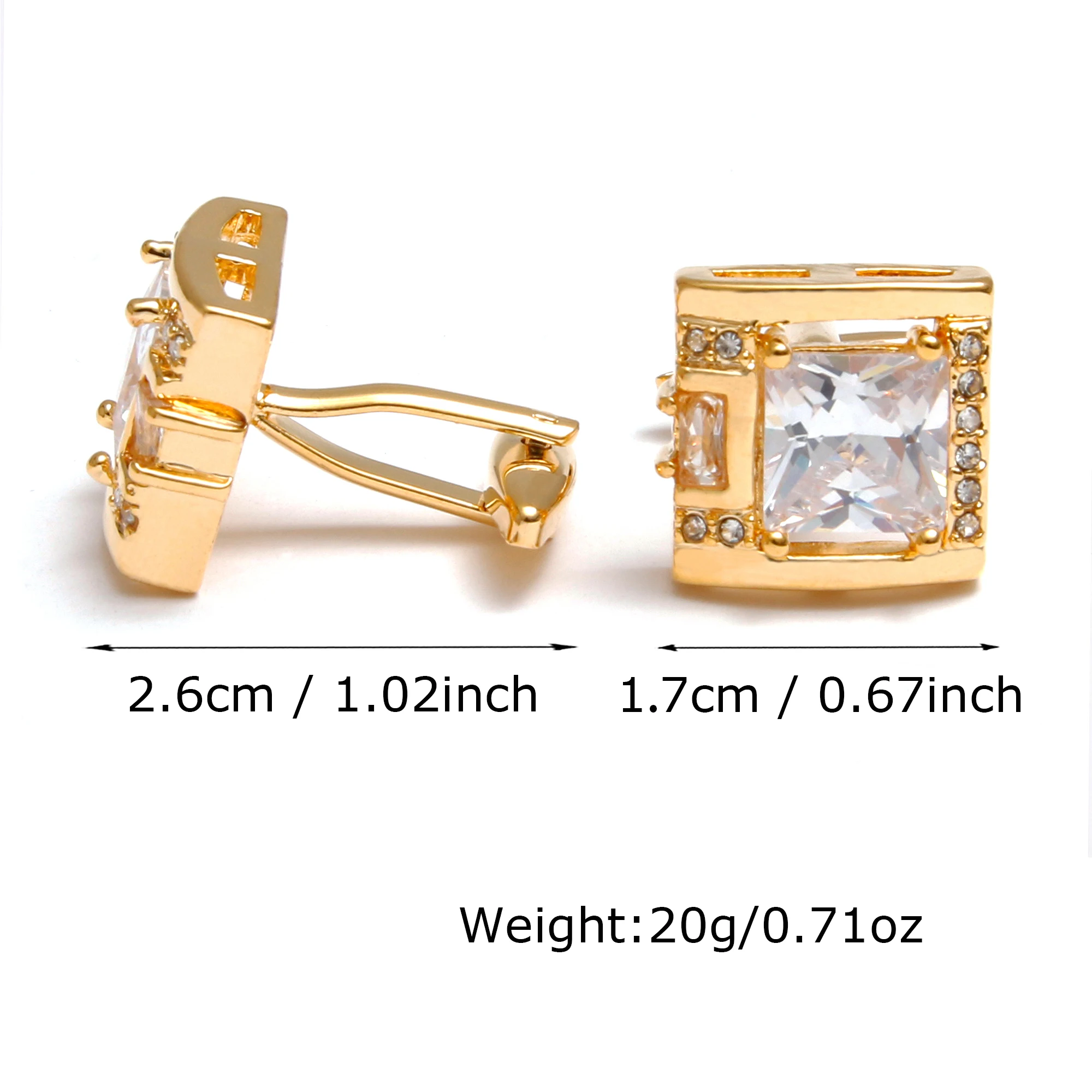 أزرار أكمام للرجال XK23039 فاخر الزركون النحاس الذهب اللون فستان لطيف قميص أزرار أكمام مجوهرات الزفاف