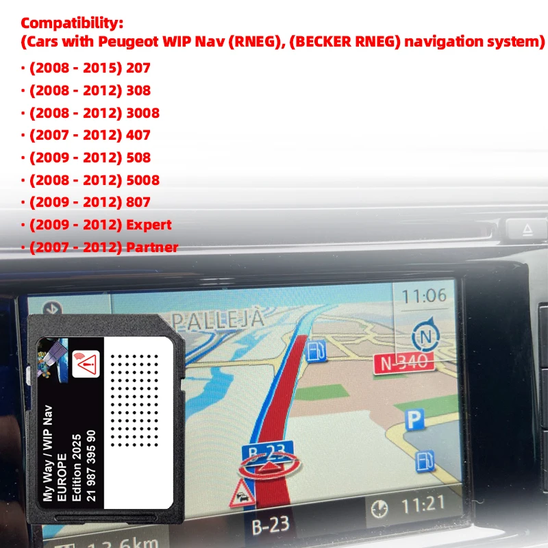 

Update 2025 EU Morocco maps GPS SD Card for Peugeot WIP Nav 207/308/3008/407/508/5008/807 Car Memory Software Navigation 16GB