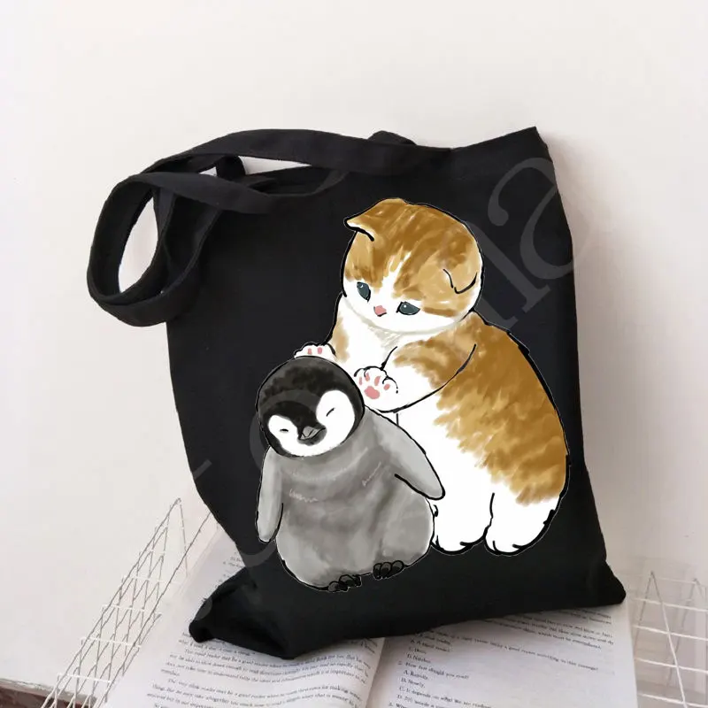 Eco Friendly Products Designer Handbags Tote Bag Women\'s Bag Shopping Bags Cat Canvas Boutique Reusable Customizable Big Shopper