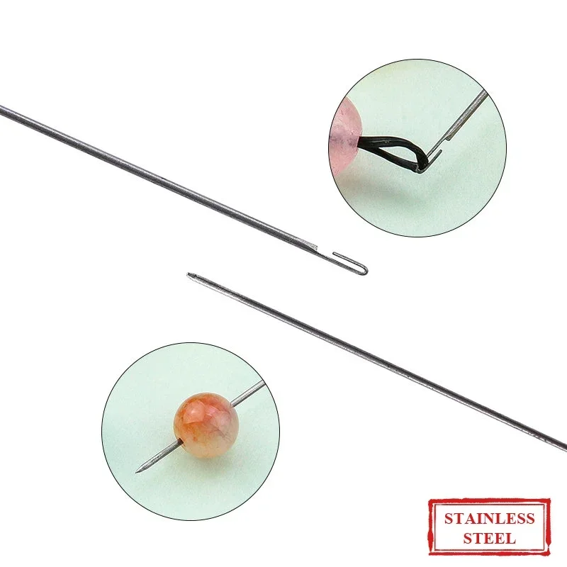 5PCS 27CM Long Stainless Steel Beading Needles Easy Threading Tool for DIY Jewelry Making Craft Beads Pearl Stringing