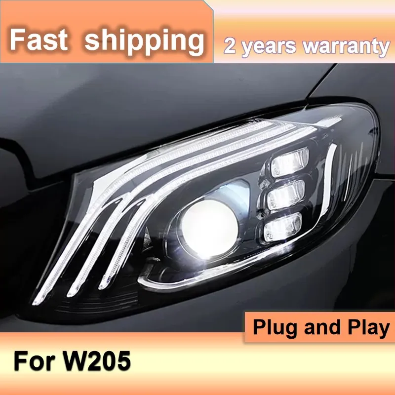 Car Accessories for Mercedes Benz W205 Head Light 2015-2021 C Class Headlight DRL Turn Signal High Beam Projector Lens