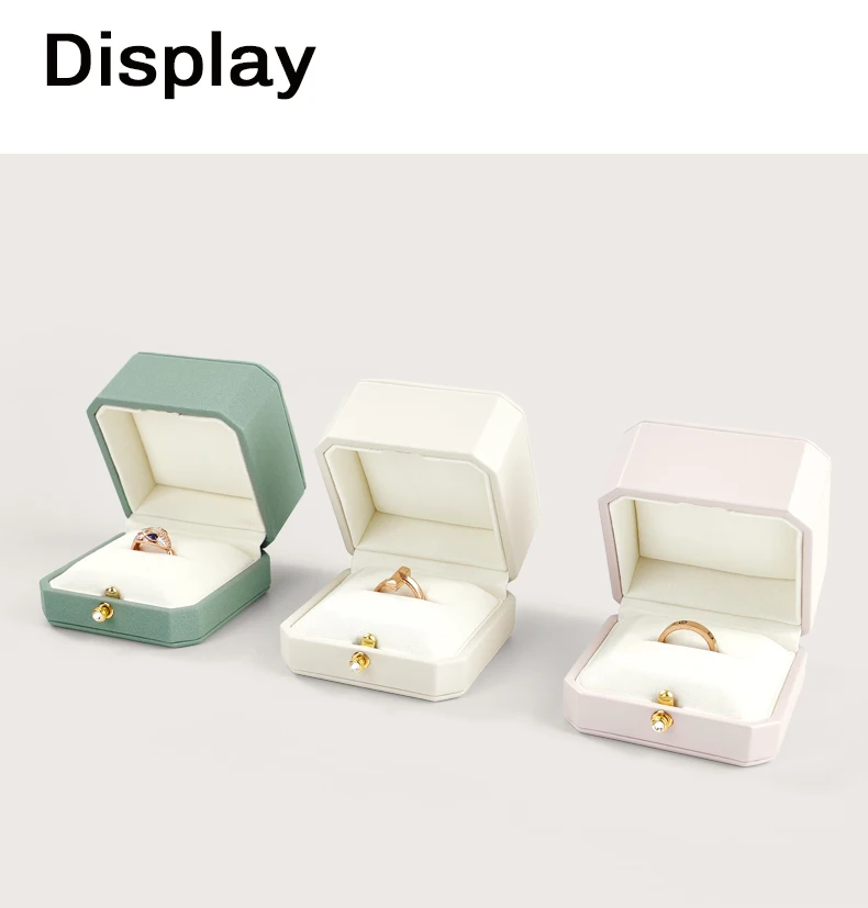 Oirlv Leder-Schmuckringbox Verlobungsgeschenk-Etui Aufbewahrungsbox für einzelne Ringe & Paar-Eheringe für Heiratsantrag Jubiläum – Detail 8