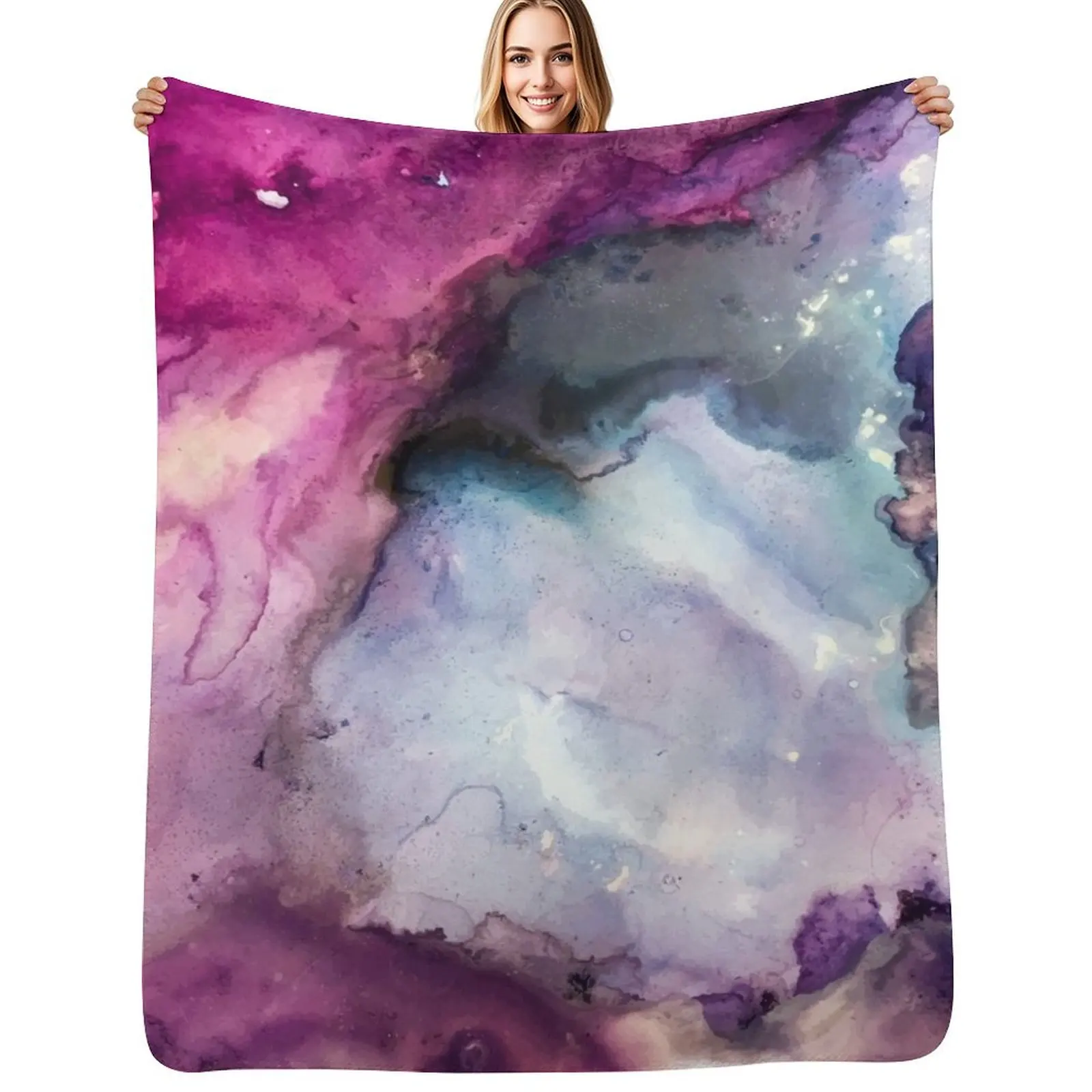 

Purple Fusion - Mixed Media Painting Throw Blanket Tourist for babies Soft Plush Plaid Bed Blanket