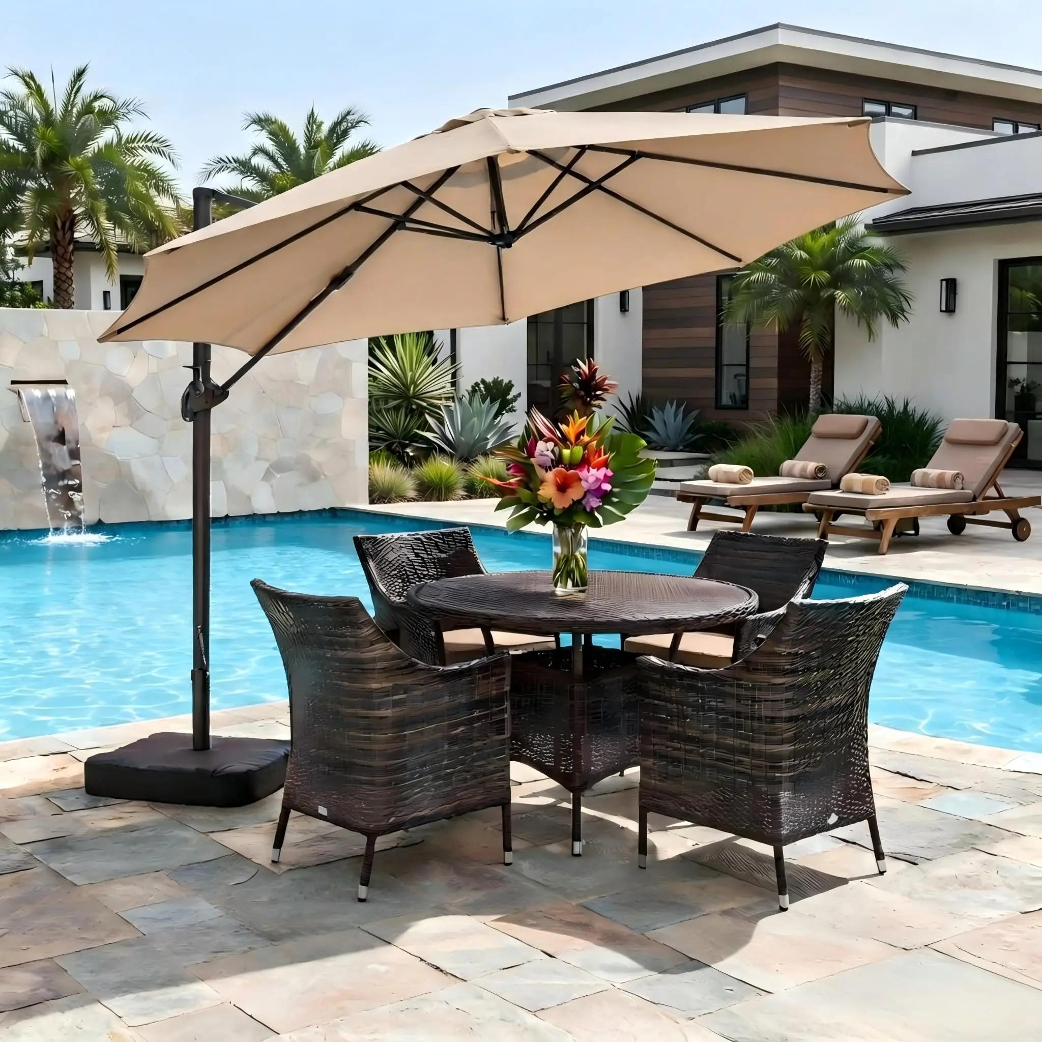 10ft Large Cantilever Offset Umbrellas for Patio with Base Included