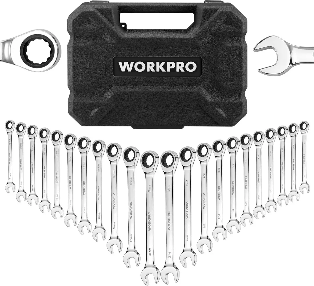 22-Piece Ratcheting Combination Wrench Set, 72 Teeth Combo Ratchet Wrenches Set with Organizer Box Metric 6-18mm