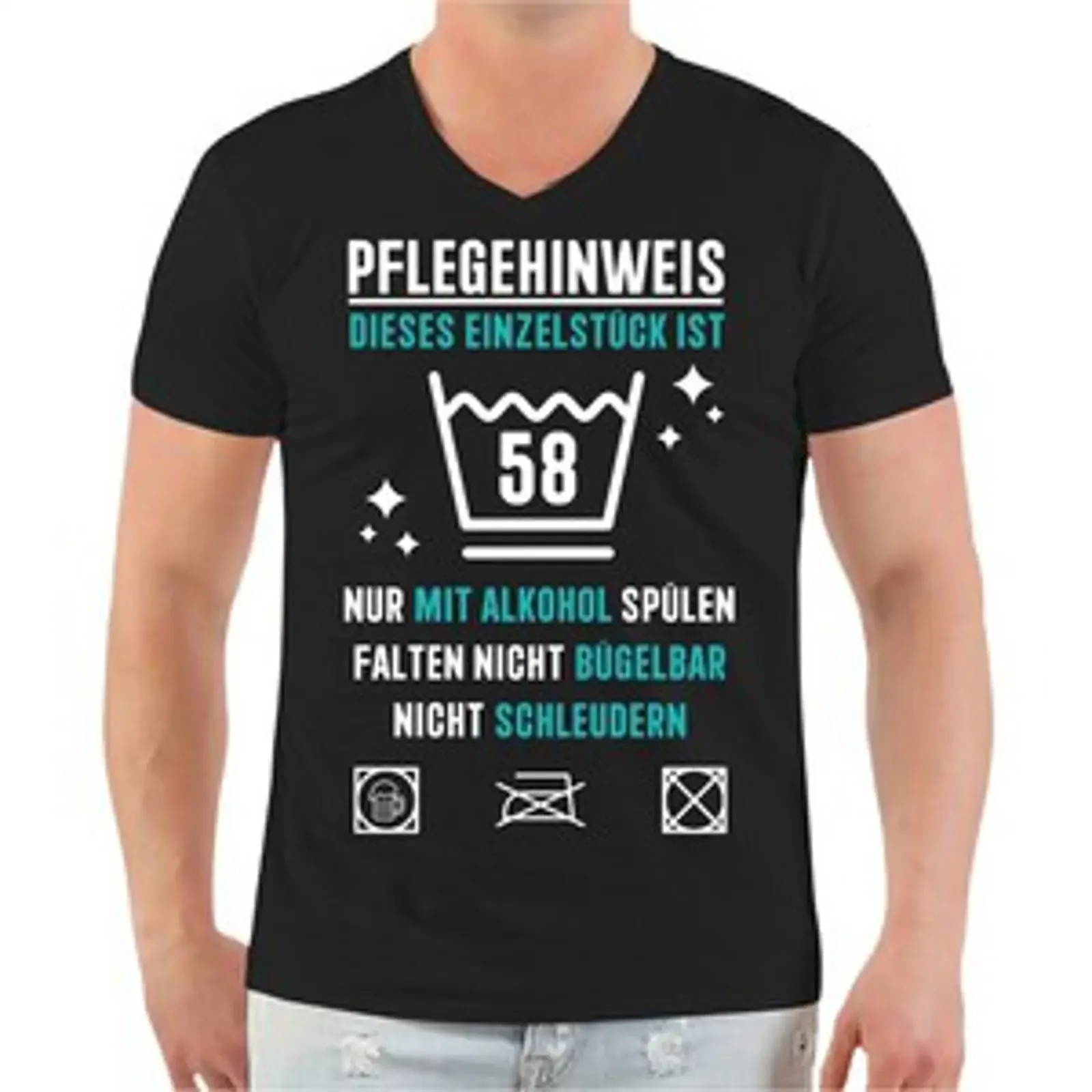 58th Birthday T Shirt Care Instructions for Single Item Sizes S to 8XL Funny vintage Washed Unisex homme Comfortable Stylish