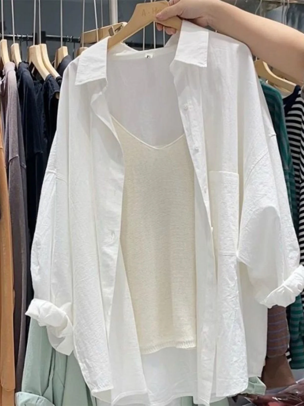 

Loose Men's Summer New Sle White irt Large Size 2300 Pou Outdoor Wear Sun Protection Top Coat Korean Version Henry Collar