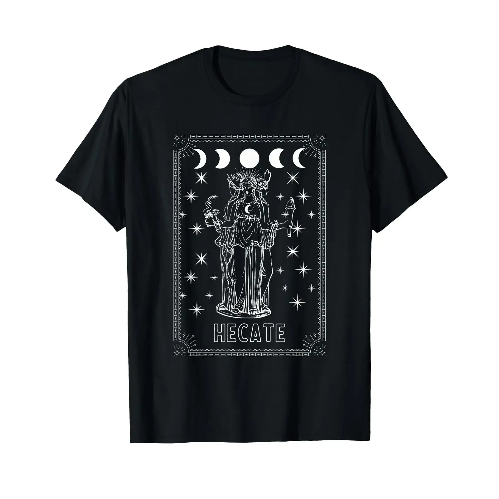 Triple Moon Goddess Tarot Card Wiccan Pagan Witch Hecate T Shirt vintage Washed graphic Soft designer clothes Breathable