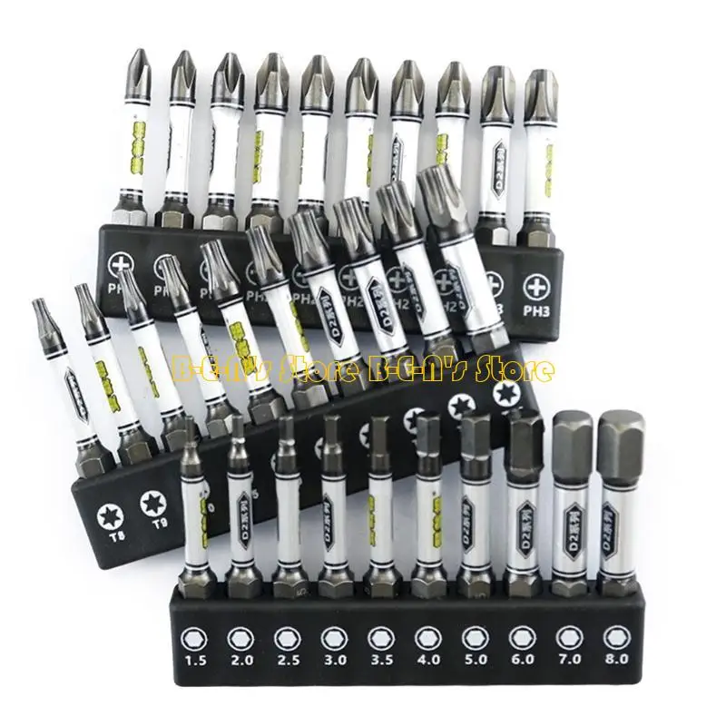 Y1AD 10pcs Obeng Set Kuat Magnetik Batch Head Steel Slotted Obeng Bit
