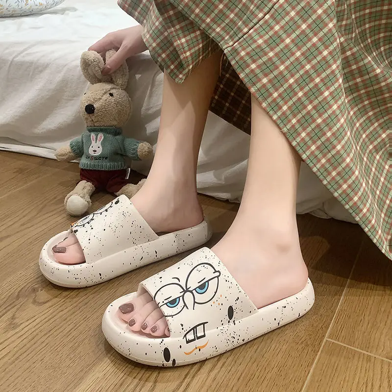 Cartoon SpongeBob Slippers for Man Women Soft Slippers in Summer Creative Home Casual Shoes Bathroom Non-slip Slippers Gifts